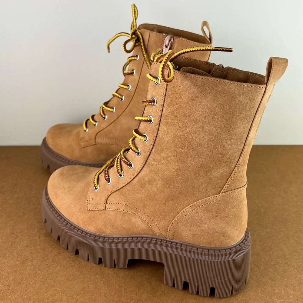 NEW DOLCE VITA BROWN COMBAT BOOTS - Picture 6 of 11